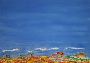 Desert Panorama ~ Watercolor by John Klobucher